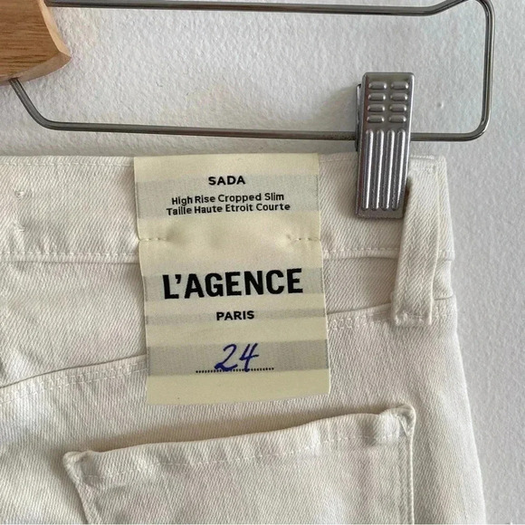 L'AGENCE Sada Slim-Leg Cropped Jean in Vintage White Sz 24 - Picture 10 of 11